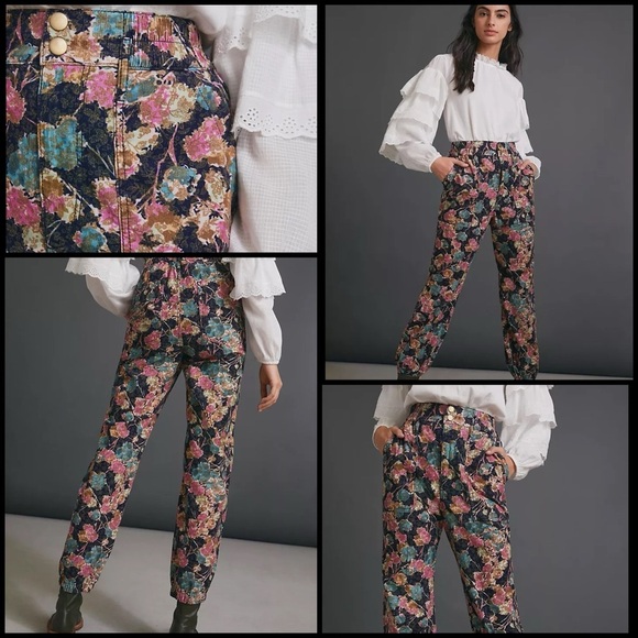 Anthropologie Pants - Anthropologie Anisa Floral Corduroy Floral Tapestry Grandmacore Joggers Size S